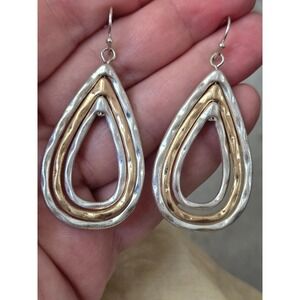 Two-Tone Sterling Silver Earrings Vintage Dangle